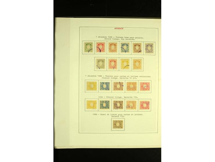 AUERBACH: 1886/1907, ungebrauchte und gestempelte Sammlung mit über 300 Marken und drei Ganzsachen, sauber aufgezogen auf 28 
