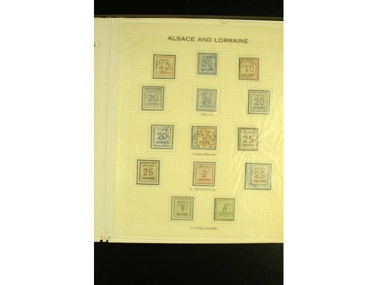 1870/71, Sammlung auf 8 Albumseiten mit diversen Briefstücken, 1 Vorderseite und 3 Briefen (u.a. Mischfrankatur), dabei Mi.-N