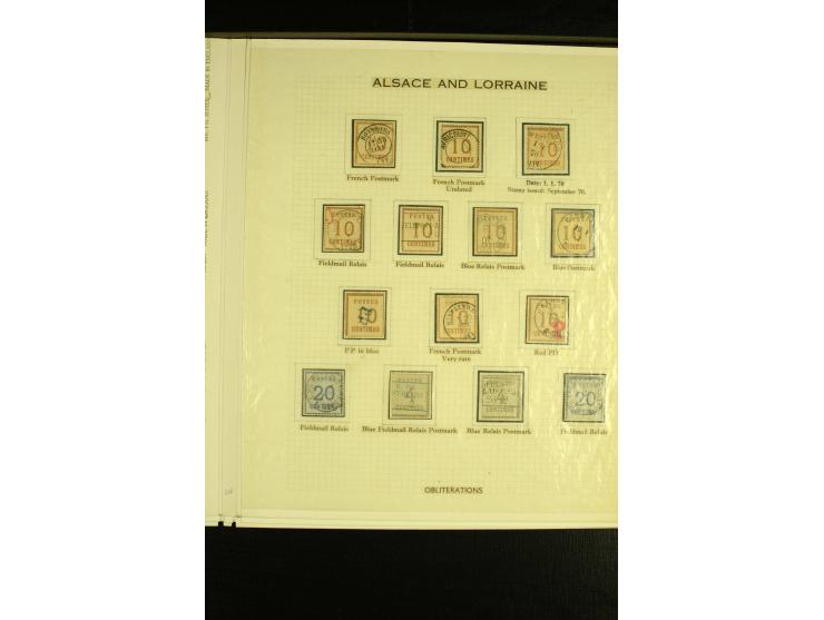 1870/71, Sammlung auf 8 Albumseiten mit diversen Briefstücken, 1 Vorderseite und 3 Briefen (u.a. Mischfrankatur), dabei Mi.-N