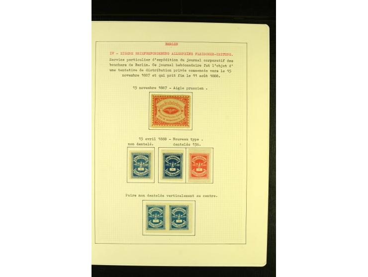 Eigene Briefbeförderung der Allgemeinen Fleischerzeitung: 1887/88, ungebrauchte und gestempelte Sammlung , dabei Mi.-Nr. 1 au