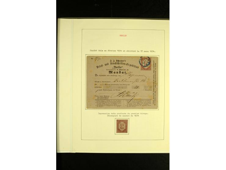 BERLIN: Brief-und Druckschriften-Expedition 1873, interessante ungebrauchte und gestempelte Sammlung mit 9 Ganzsachen bzw. Br