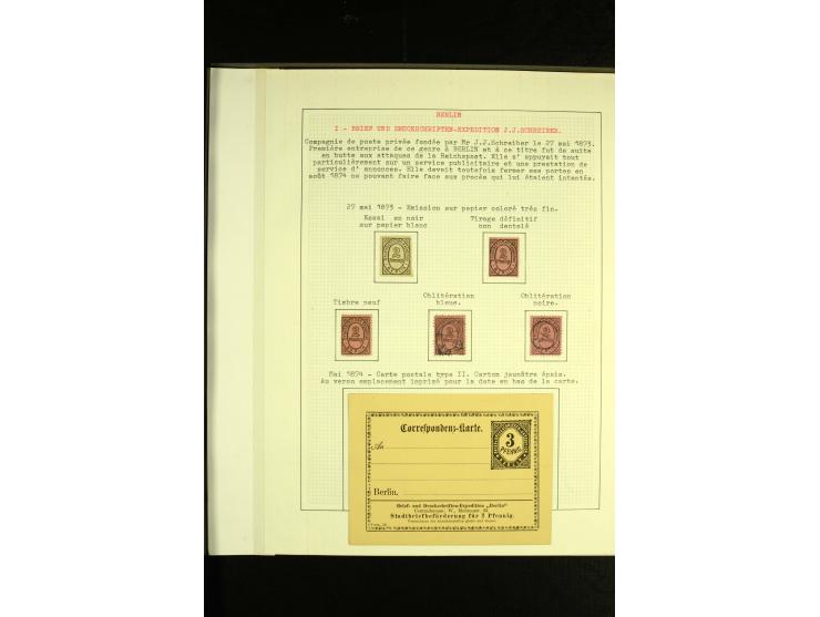 BERLIN: Brief-und Druckschriften-Expedition 1873, interessante ungebrauchte und gestempelte Sammlung mit 9 Ganzsachen bzw. Br