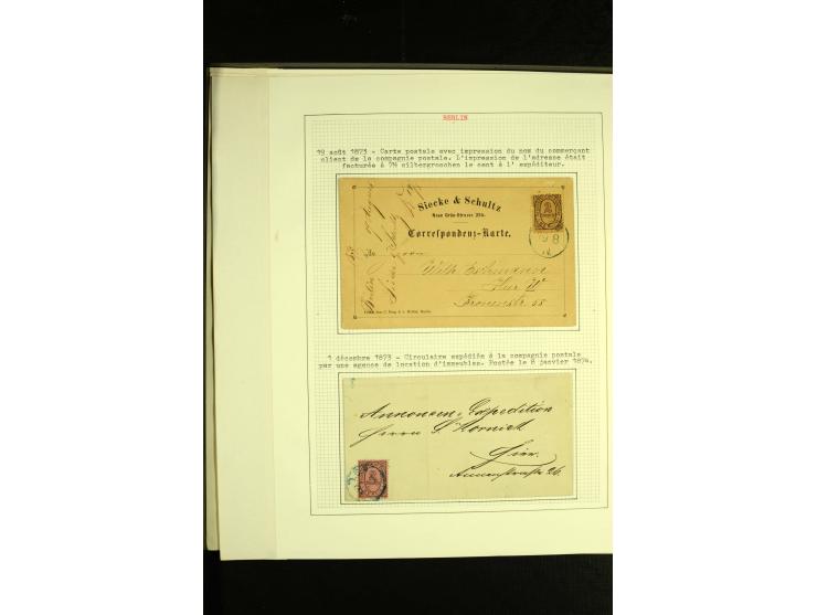 BERLIN: Brief-und Druckschriften-Expedition 1873, interessante ungebrauchte und gestempelte Sammlung mit 9 Ganzsachen bzw. Br