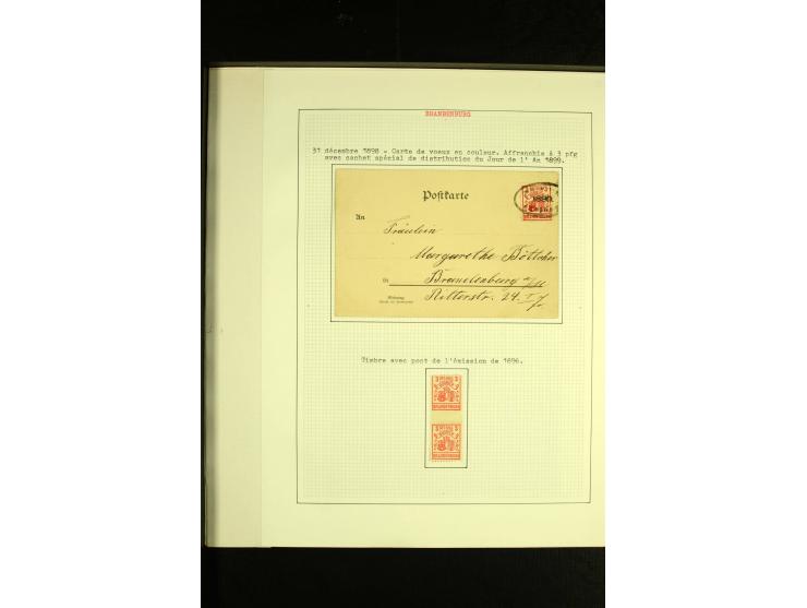 BRANDENBURG: 1896, ungebrauchte und gestempelte Sammlung mit einigen Ganzstücken, dabei Mi.-Nr. 2 auf Karte mit Neujahrsstemp