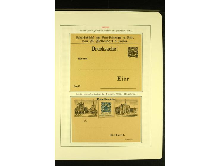 ERFURT: Privat-Stadtbrief-Beförderung 1888/93, sehr schöne ungebraucht/postfrische und gestempelte Sammlung mit Ganzsachen, d
