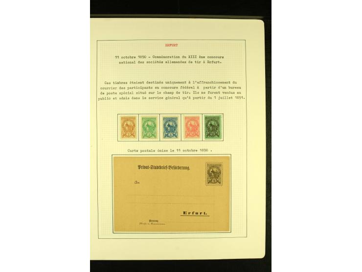 ERFURT: Privat-Stadtbrief-Beförderung 1888/93, sehr schöne ungebraucht/postfrische und gestempelte Sammlung mit Ganzsachen, d