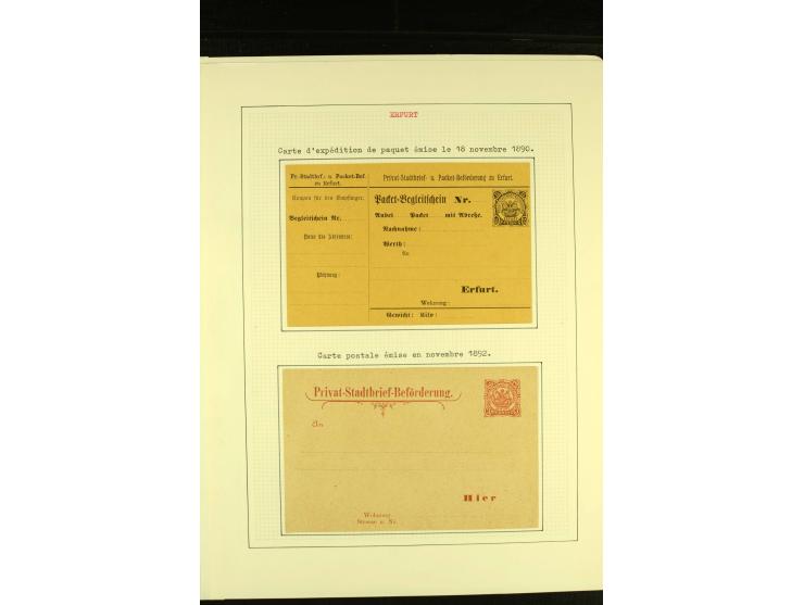 ERFURT: Privat-Stadtbrief-Beförderung 1888/93, sehr schöne ungebraucht/postfrische und gestempelte Sammlung mit Ganzsachen, d