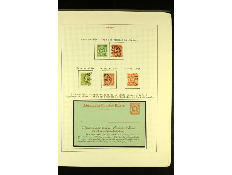 COURIER und Thüringer Volksblatt 1893/96, kleine ungebrauchte und gestempelte Sammlung mit drei Ganzsachen, gute Erhaltung
