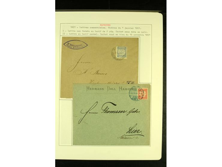 Privat-Beförderung / HAMMONIA II 1888/95, ungebrauchte und gestempelte Sammlung mit Briefen und Ganzsachen sowie einigen Prob