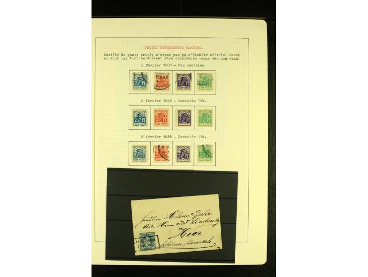 Privat-Beförderung / HAMMONIA II 1888/95, ungebrauchte und gestempelte Sammlung mit Briefen und Ganzsachen sowie einigen Prob