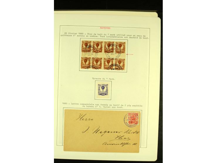 Privat-Beförderung / HAMMONIA II 1888/95, ungebrauchte und gestempelte Sammlung mit Briefen und Ganzsachen sowie einigen Prob