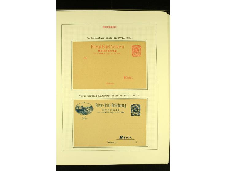 HEIDELBERG 1886/98, umfangreiche ungebrauchte und gestempelte Sammlung mit Briefen und Ganzsachen sowie einem Aufdruckprobe-