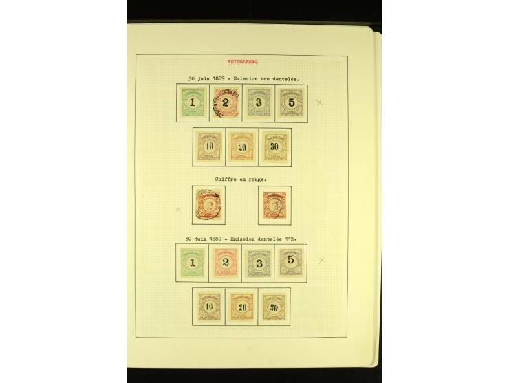  HEIDELBERG 1886/98, umfangreiche ungebrauchte und gestempelte Sammlung mit Briefen und Ganzsachen sowie einem Aufdruckprobe-