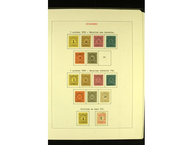  HEIDELBERG 1886/98, umfangreiche ungebrauchte und gestempelte Sammlung mit Briefen und Ganzsachen sowie einem Aufdruckprobe-