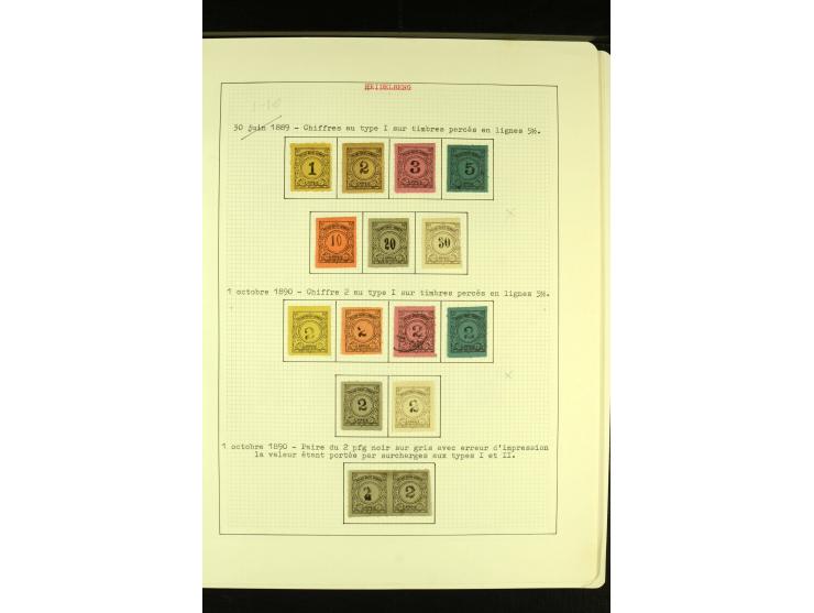  HEIDELBERG 1886/98, umfangreiche ungebrauchte und gestempelte Sammlung mit Briefen und Ganzsachen sowie einem Aufdruckprobe-