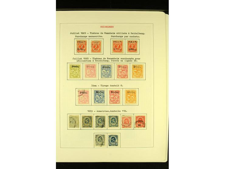  HEIDELBERG 1886/98, umfangreiche ungebrauchte und gestempelte Sammlung mit Briefen und Ganzsachen sowie einem Aufdruckprobe-
