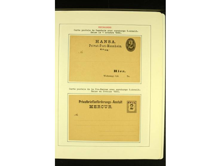  HEIDELBERG 1886/98, umfangreiche ungebrauchte und gestempelte Sammlung mit Briefen und Ganzsachen sowie einem Aufdruckprobe-