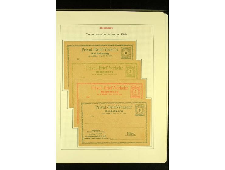  HEIDELBERG 1886/98, umfangreiche ungebrauchte und gestempelte Sammlung mit Briefen und Ganzsachen sowie einem Aufdruckprobe-