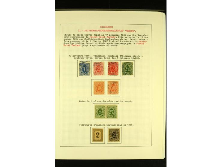  HEIDELBERG 1886/98, umfangreiche ungebrauchte und gestempelte Sammlung mit Briefen und Ganzsachen sowie einem Aufdruckprobe-