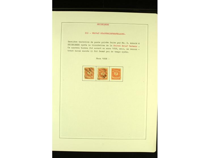  HEIDELBERG 1886/98, umfangreiche ungebrauchte und gestempelte Sammlung mit Briefen und Ganzsachen sowie einem Aufdruckprobe-
