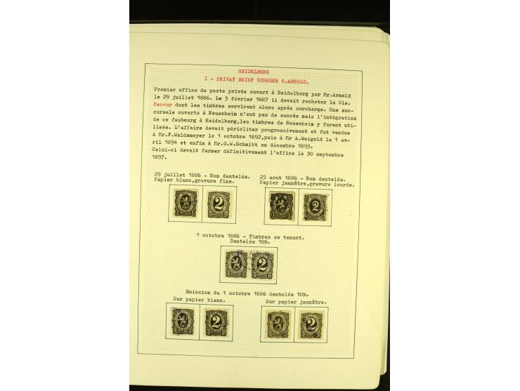  HEIDELBERG 1886/98, umfangreiche ungebrauchte und gestempelte Sammlung mit Briefen und Ganzsachen sowie einem Aufdruckprobe-
