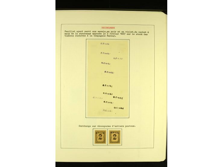  HEIDELBERG 1886/98, umfangreiche ungebrauchte und gestempelte Sammlung mit Briefen und Ganzsachen sowie einem Aufdruckprobe-