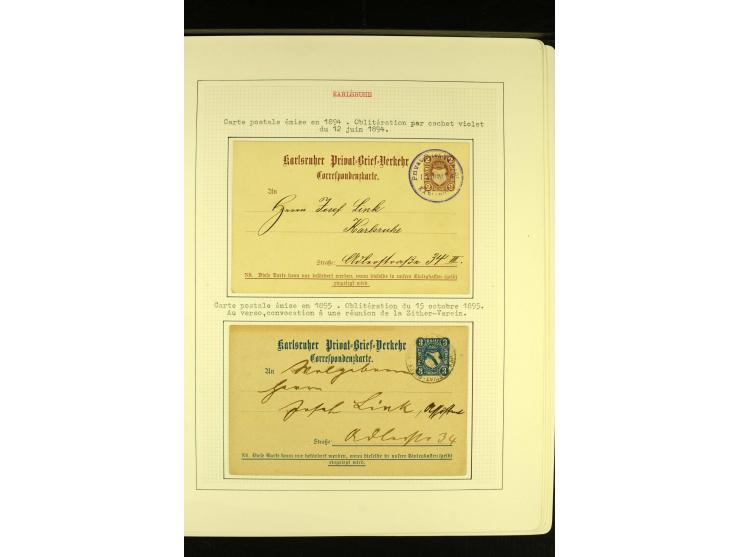 KARLSRUHE 1886/99, schöne ungebrauchte und gestempelte Sammlung mit Briefen und Ganzsachen, dabei einige Besonderheite wie Zä