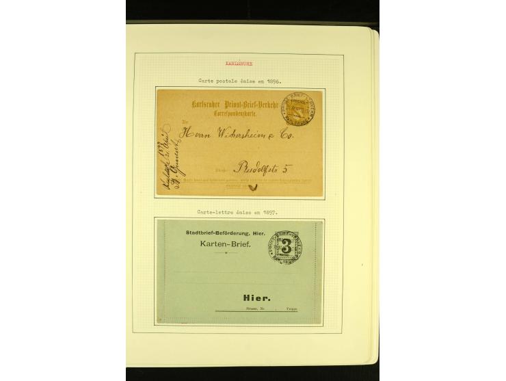KARLSRUHE 1886/99, schöne ungebrauchte und gestempelte Sammlung mit Briefen und Ganzsachen, dabei einige Besonderheite wie Zä