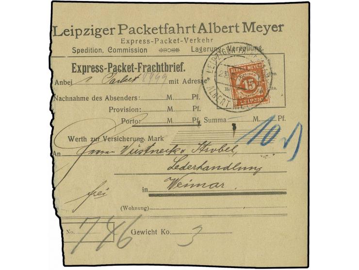 1899, 15 Pfg. orange mit Dkr. auf Packet-Begleitschein, tadellos, selten