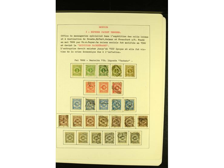 LEIPZIG Express-Packet-Verkehr 1886/1913, ungebrauchte und gestempelte Sammlung mit 4 Paketbegleitscheinen, gute Erhaltung 