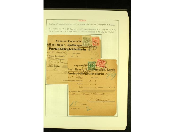 LEIPZIG Express-Packet-Verkehr 1886/1913, ungebrauchte und gestempelte Sammlung mit 4 Paketbegleitscheinen, gute Erhaltung 