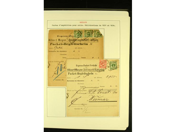 LEIPZIG Express-Packet-Verkehr 1886/1913, ungebrauchte und gestempelte Sammlung mit 4 Paketbegleitscheinen, gute Erhaltung 