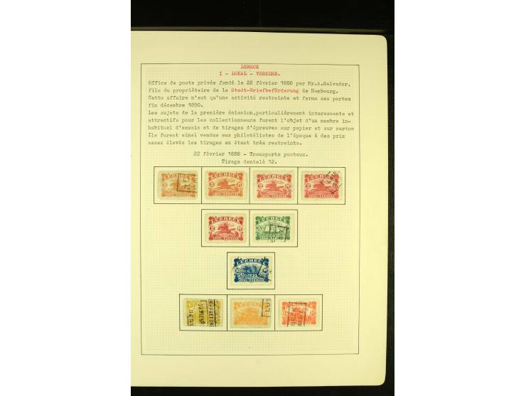 LÜBECK Local-Verkehr 1888, ungebrauchte und gestempelte Sammlung mit vielen Probedrucken, außerdem Zwischenstegpaare und drei