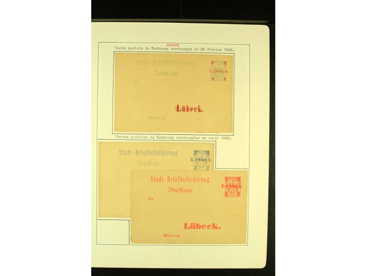LÜBECK Local-Verkehr 1888, ungebrauchte und gestempelte Sammlung mit vielen Probedrucken, außerdem Zwischenstegpaare und drei