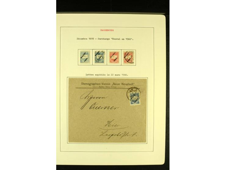 MAGDEBURG COURIER 1896/99, ungebrauchte und gestempelte Sammlung mit vielen Besonderheiten sowie Briefen und Ganzsachen, gute