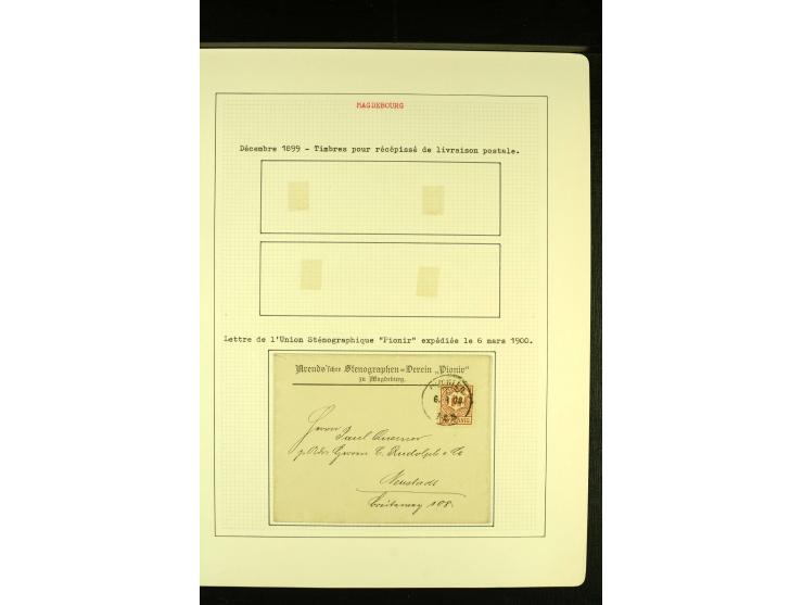MAGDEBURG COURIER 1896/99, ungebrauchte und gestempelte Sammlung mit vielen Besonderheiten sowie Briefen und Ganzsachen, gute