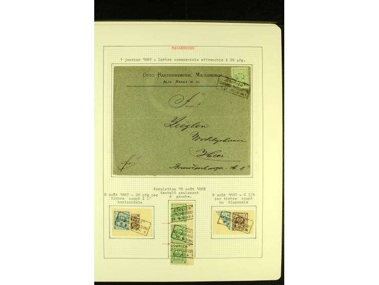 MAGDEBURG COURIER 1896/99, ungebrauchte und gestempelte Sammlung mit vielen Besonderheiten sowie Briefen und Ganzsachen, gute