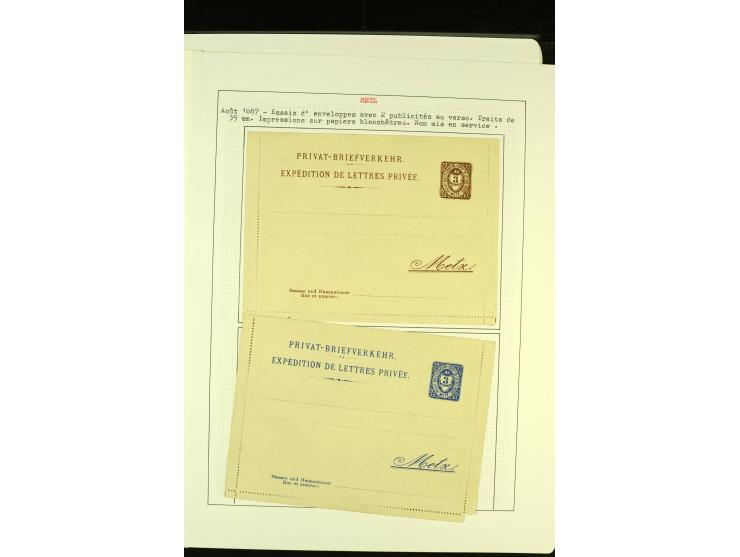  METZ 1886/96, umfangreiche Sammlung Ganzsachen mit insgesamt 36 Stück, meist gute Erhaltung