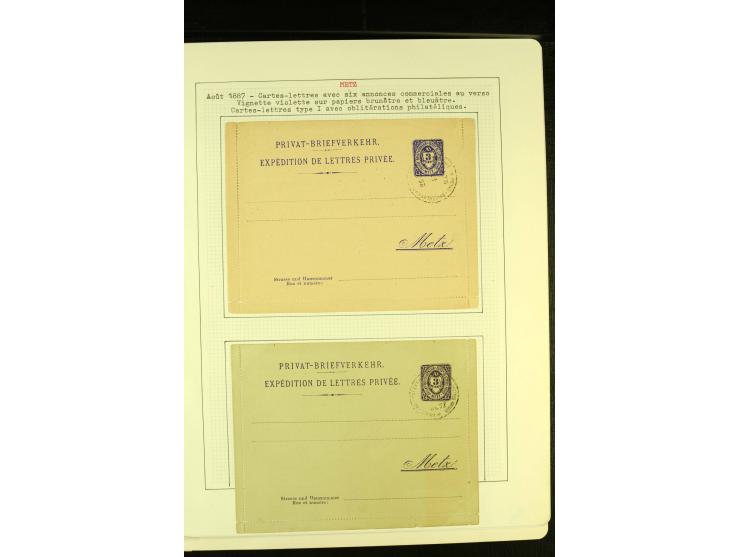  METZ 1886/96, umfangreiche Sammlung Ganzsachen mit insgesamt 36 Stück, meist gute Erhaltung