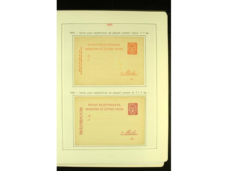  METZ 1886/96, umfangreiche Sammlung Ganzsachen mit insgesamt 36 Stück, meist gute Erhaltung