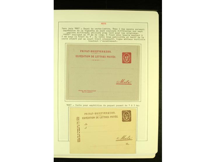  METZ 1886/96, umfangreiche Sammlung Ganzsachen mit insgesamt 36 Stück, meist gute Erhaltung