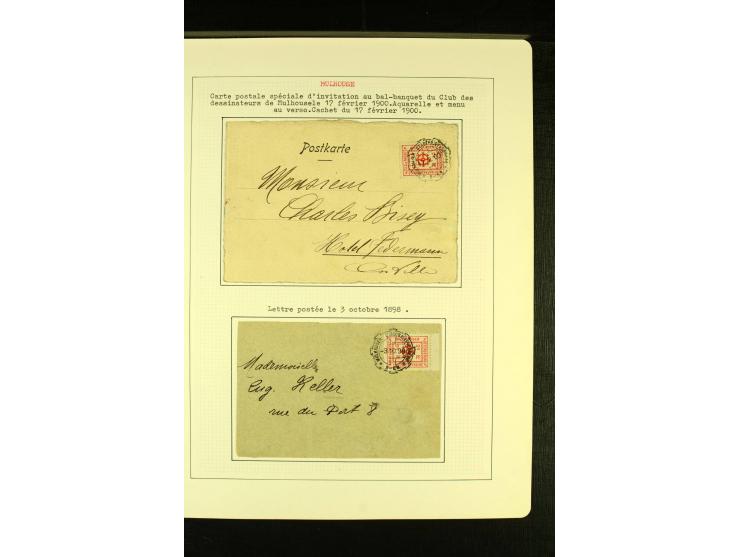 1896, Stadtwappen 2-3 Pfg. ungebrauchte und gestempelte Sammlung mit 6 Briefen bzw. Karten, gute Erhaltung