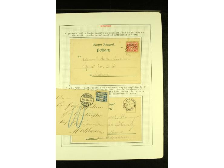 1898, Neue Wappenzeichnung 2-3 Pfg. ungebrauchte und gestempelte Sammlung mit 6 Briefen bzw. Karten, dabei ein Brief von der 