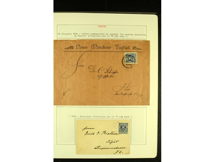 MÜNCHEN Privat-Stadtpost COURIER 1896/98, schöne ungebrauchte und gestempelte Sammlung mit einigen Besonderheiten sowie 22 Ga