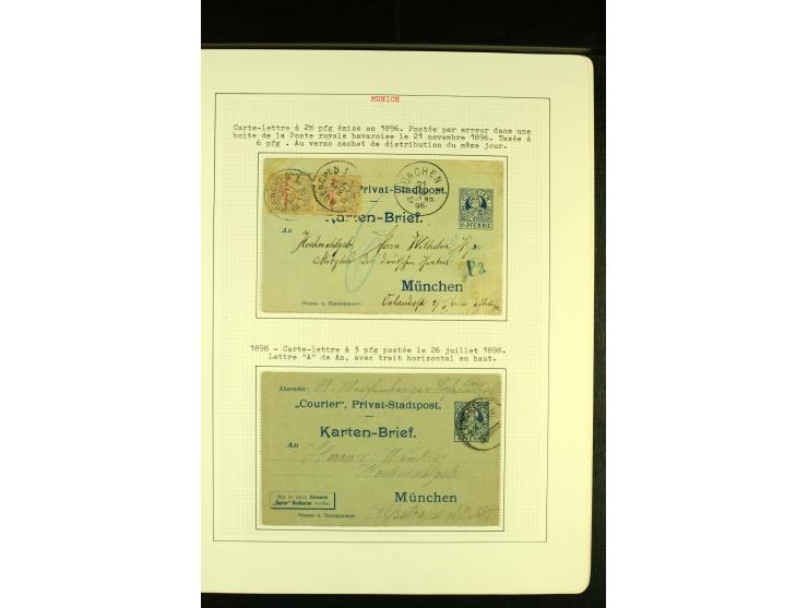 MÜNCHEN Privat-Stadtpost COURIER 1896/98, schöne ungebrauchte und gestempelte Sammlung mit einigen Besonderheiten sowie 22 Ga