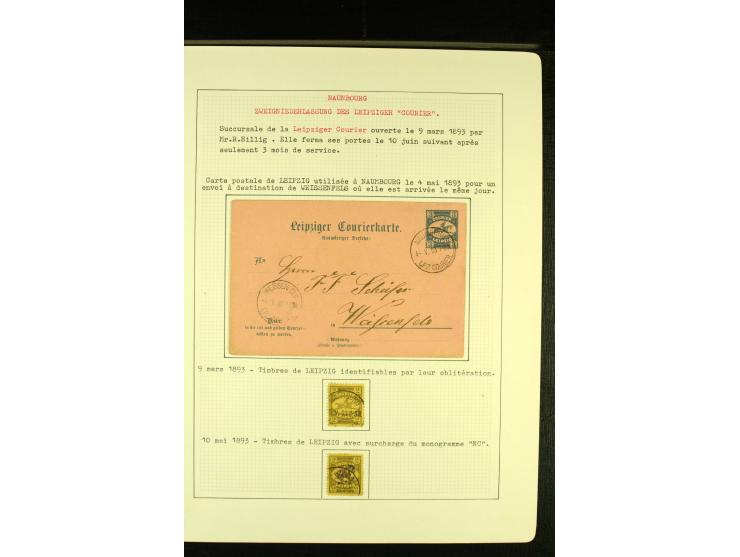 NAUMBURG 1893, kleine gestempelte Sammlung mit Mi.-Nr. I und 1 gestempelt sowie Ganzsachenkarte 3 Pfg. mit Stempel "NAUMBURG 