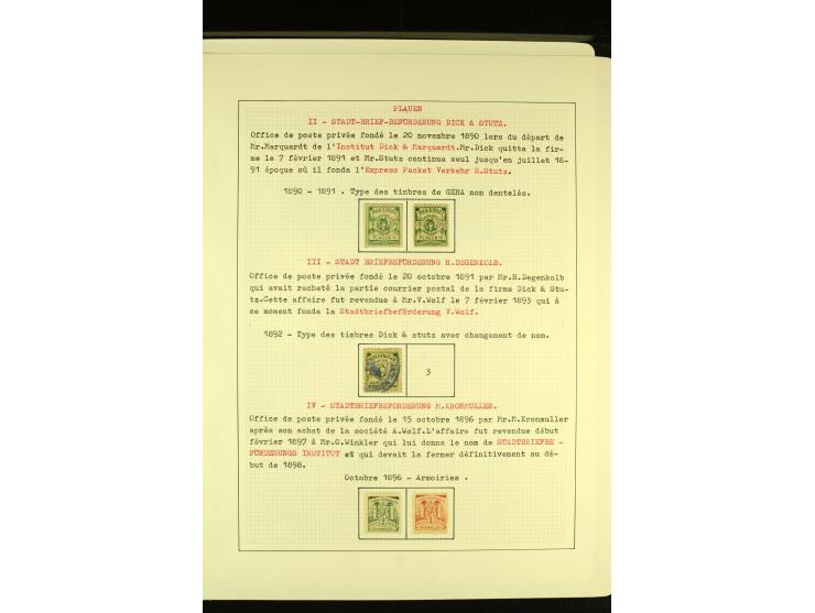 PLAUEN Briefbeförderung 1890/96, ungebrauchte und gestempelte Sammlung mit einer Ganzsache, gute Erhaltung