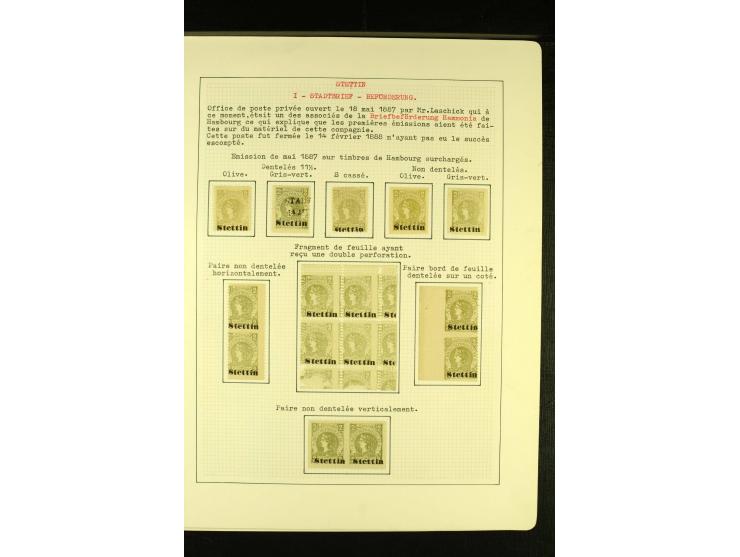 STETTIN Stadtbrief-Beförderung 1887, schöne vorwiegend ungebrauchte Sammlung mit einigen Ganzsachen, gute Erhaltung