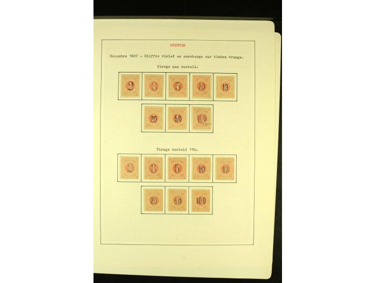 STETTIN Stadtbrief-Beförderung 1887, schöne vorwiegend ungebrauchte Sammlung mit einigen Ganzsachen, gute Erhaltung