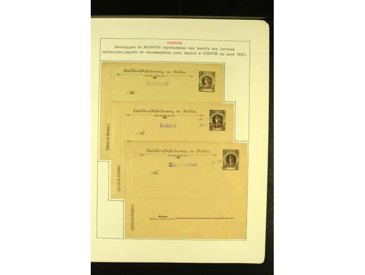 STETTIN Stadtbrief-Beförderung 1887, schöne vorwiegend ungebrauchte Sammlung mit einigen Ganzsachen, gute Erhaltung